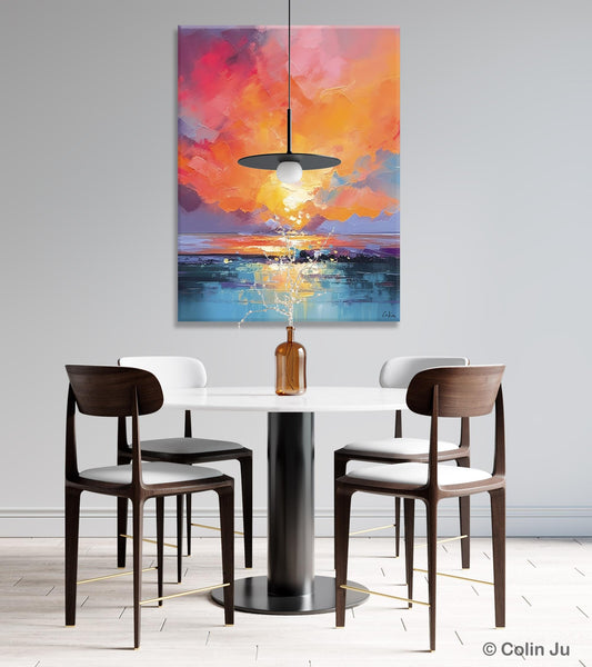 Palette Knife Canvas Art, Modern Landscape Paintings, Oversized Contemporary Canvas Paintings, Extra Large Canvas Painting for Living Room-Paintingforhome