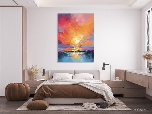 Palette Knife Canvas Art, Modern Landscape Paintings, Oversized Contemporary Canvas Paintings, Extra Large Canvas Painting for Living Room-Paintingforhome