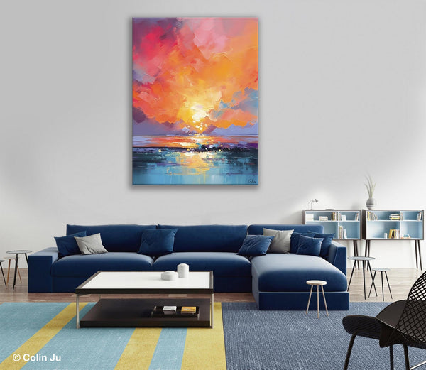 Palette Knife Canvas Art, Modern Landscape Paintings, Oversized Contemporary Canvas Paintings, Extra Large Canvas Painting for Living Room-Paintingforhome