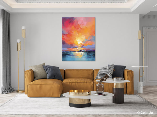 Palette Knife Canvas Art, Modern Landscape Paintings, Oversized Contemporary Canvas Paintings, Extra Large Canvas Painting for Living Room-Paintingforhome