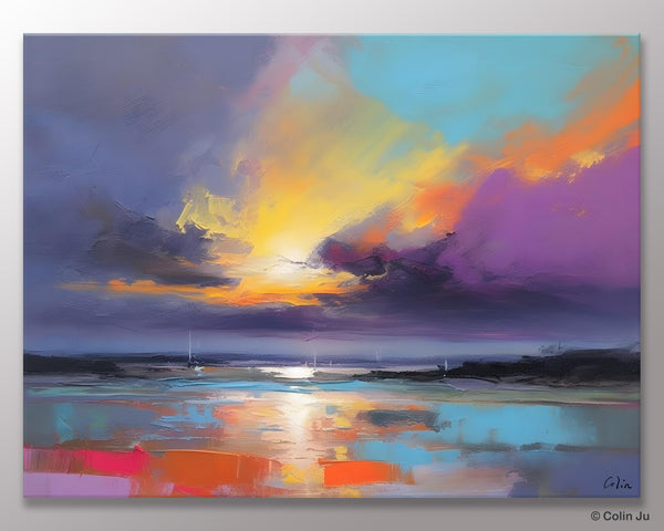 Landscape Painting on Canvas, Hand Painted Canvas Art, Abstract Landscape Artwork, Contemporary Wall Art Paintings, Extra Large Original Art-Paintingforhome