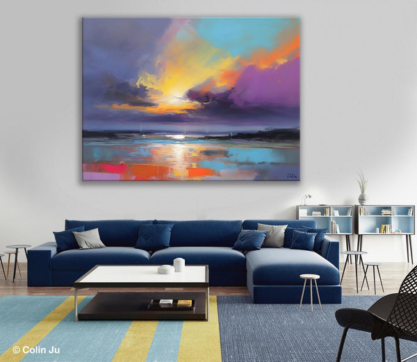 Landscape Painting on Canvas, Hand Painted Canvas Art, Abstract Landscape Artwork, Contemporary Wall Art Paintings, Extra Large Original Art-Paintingforhome