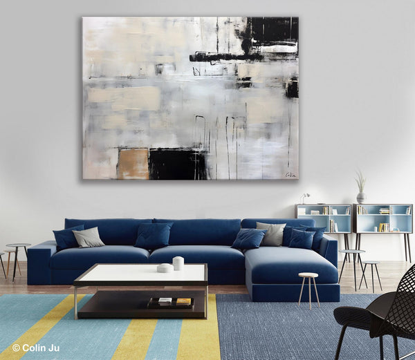Large Original Abstract Wall Art, Simple Modern Art, Contemporary Acrylic Paintings, Oversized Paintings on Canvas, Large Canvas Paintings for Living Room-Paintingforhome