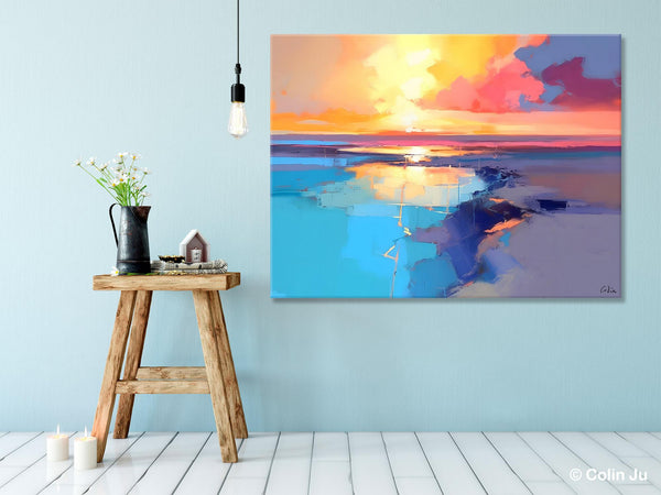 Sunrise Painting, Original Landscape Painting, Large Landscape Painting for Living Room, Bedroom Wall Art Ideas, Modern Paintings for Dining Room-Paintingforhome