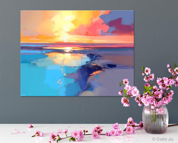 Sunrise Painting, Original Landscape Painting, Large Landscape Painting for Living Room, Bedroom Wall Art Ideas, Modern Paintings for Dining Room-Paintingforhome
