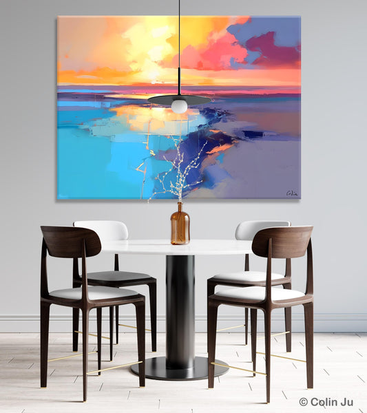 Sunrise Painting, Original Landscape Painting, Large Landscape Painting for Living Room, Bedroom Wall Art Ideas, Modern Paintings for Dining Room-Paintingforhome