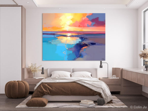 Sunrise Painting, Original Landscape Painting, Large Landscape Painting for Living Room, Bedroom Wall Art Ideas, Modern Paintings for Dining Room-Paintingforhome