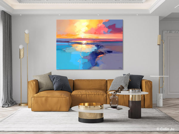 Sunrise Painting, Original Landscape Painting, Large Landscape Painting for Living Room, Bedroom Wall Art Ideas, Modern Paintings for Dining Room-Paintingforhome