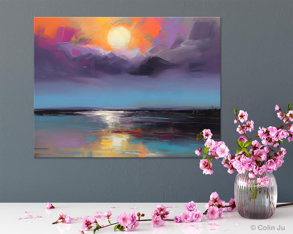 Abstract Landscape Painting on Canvas, Hand Painted Canvas Art, Contemporary Wall Art Paintings for Living Room, Huge Original Art-Paintingforhome