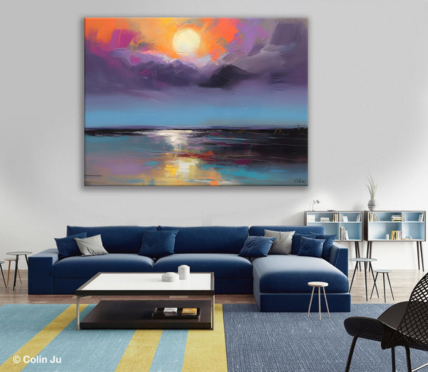 Abstract Landscape Painting on Canvas, Hand Painted Canvas Art, Contemporary Wall Art Paintings for Living Room, Huge Original Art-Paintingforhome