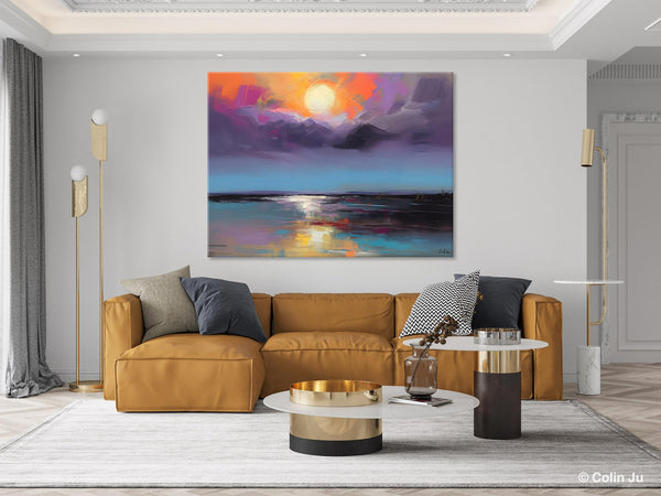 Abstract Landscape Painting on Canvas, Hand Painted Canvas Art, Contemporary Wall Art Paintings for Living Room, Huge Original Art-Paintingforhome