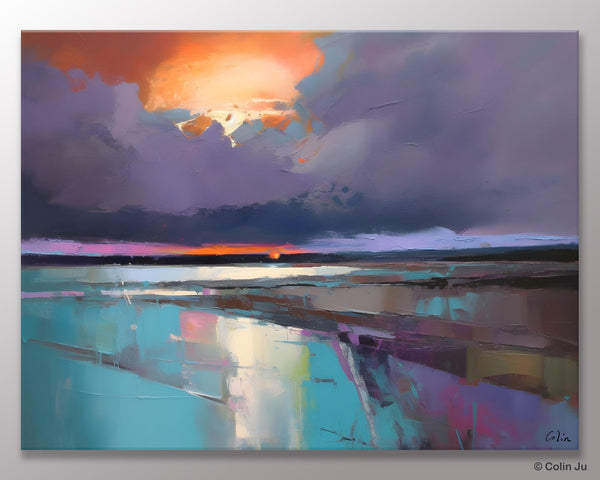Original Landscape Oil Painting, Large Landscape Painting for Living Room, Bedroom Wall Art Ideas, Large Paintings for Dining Room-Paintingforhome