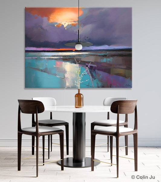 Original Landscape Oil Painting, Large Landscape Painting for Living Room, Bedroom Wall Art Ideas, Large Paintings for Dining Room-Paintingforhome