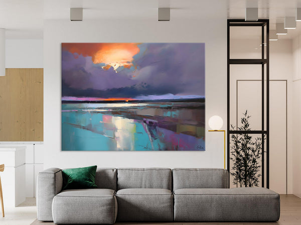 Original Landscape Oil Painting, Large Landscape Painting for Living Room, Bedroom Wall Art Ideas, Large Paintings for Dining Room-Paintingforhome