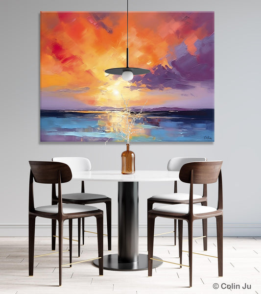 Original Landscape Oil Paintings, Sunrise Paintings, Large Contemporary Wall Art, Oil Painting on Canvas, Extra Large Paintings for Bedroom-Paintingforhome