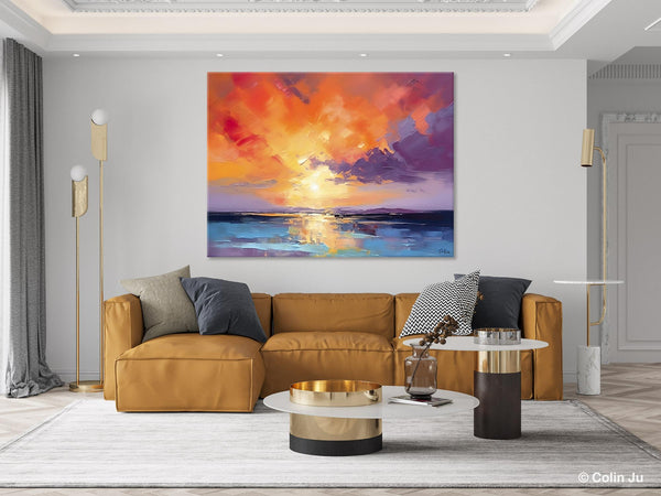 Original Landscape Oil Paintings, Sunrise Paintings, Large Contemporary Wall Art, Oil Painting on Canvas, Extra Large Paintings for Bedroom-Paintingforhome