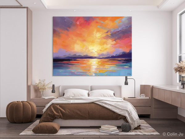 Modern Acrylic Artwork, Original Landscape Wall Art Paintings, Oversized Modern Canvas Paintings, Large Abstract Painting for Dining Room-Paintingforhome