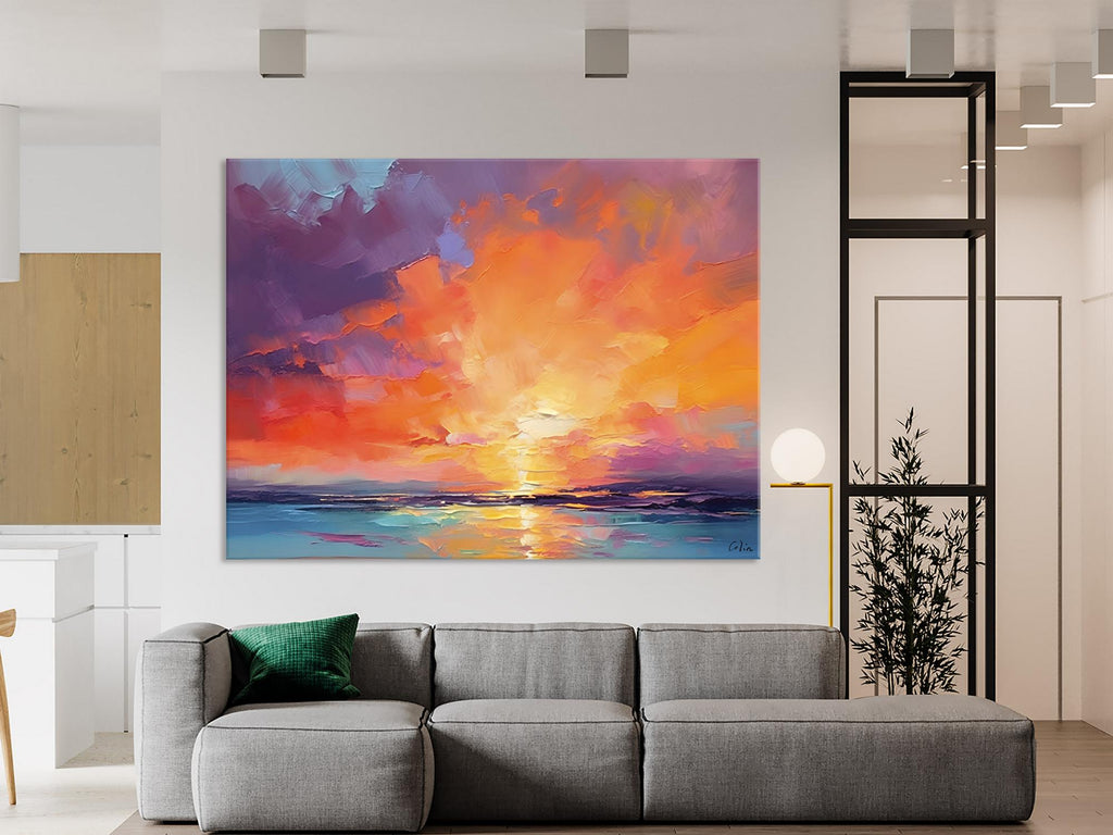Landscape Acrylic Art, Large Abstract Painting for Living Room