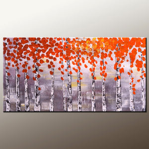 Heavy Texture Painting, Birch Art, Acrylic Painting, Abstract Landscape Painting, Canvas Wall Art, Bedroom Wall Art, Canvas Art, Modern Art, Contemporary Art-Paintingforhome
