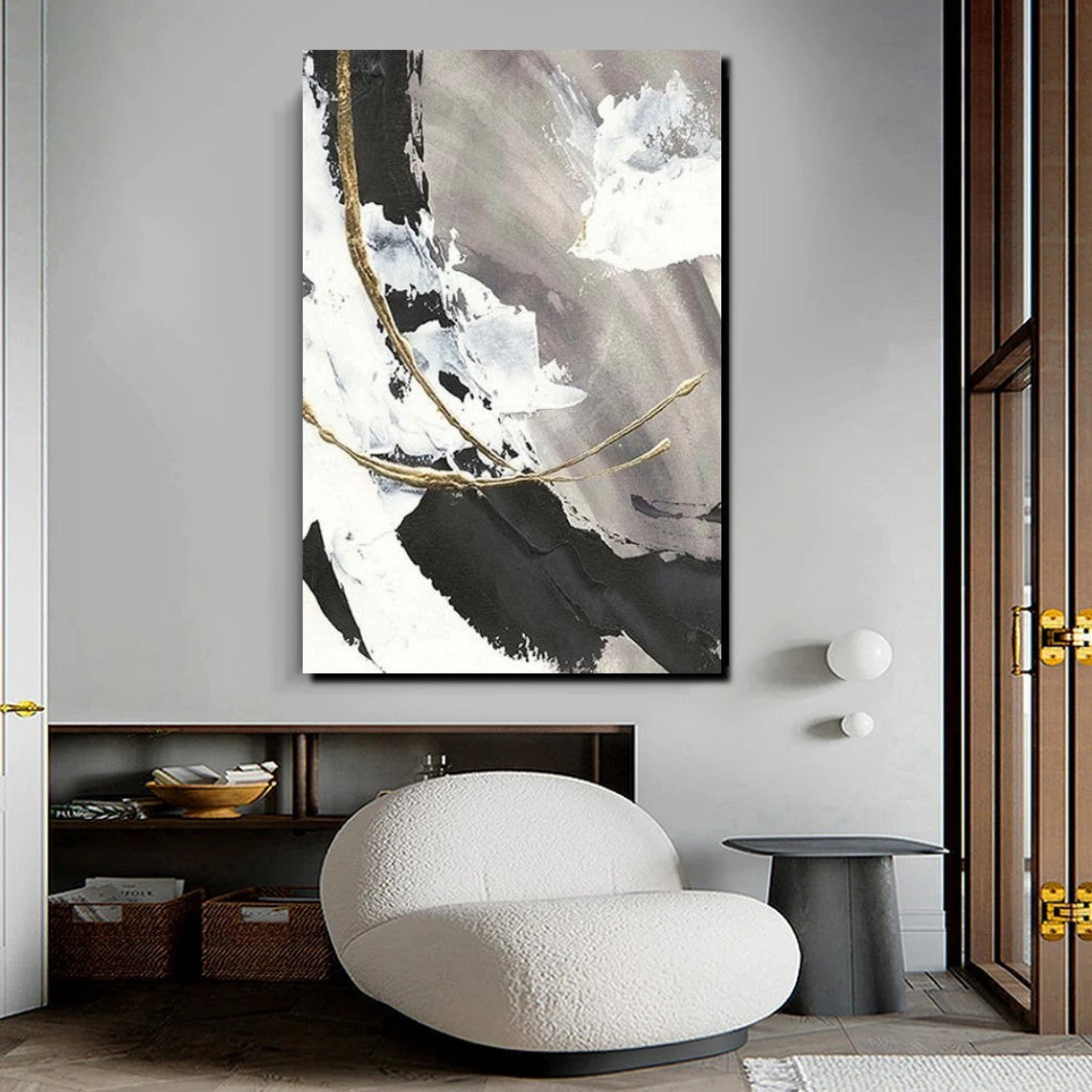 Large Paintings for Living Room, Black Acrylic Paintings, Buy Art Online, Modern Wall Art Ideas, Contemporary Canvas Paintings-Paintingforhome