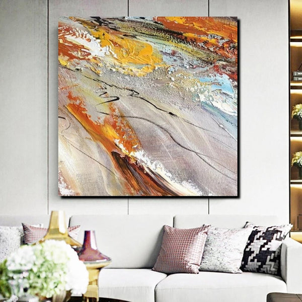 Living Room Modern Paintings, Simple Abstract Paintings, Abstract Contemporary Paintings, Heavy Texture Painting, Hand Painted Canvas Art-Paintingforhome