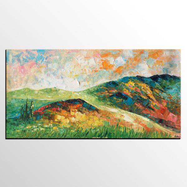 Mountain Landscape Painting, Landscape Painting, Custom Abstract Oil Painting, Bedroom Wall Art-Paintingforhome