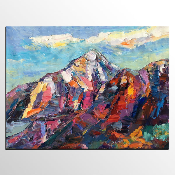 Abstract Mountain Painting, Landscape Wall Art Paintings, Custom Original Landscape Painting, Mountain Landscape Painting-Paintingforhome
