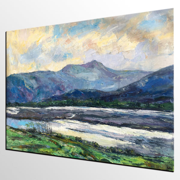 Landscape Canvas Painting, Canvas Wall Art Painting, Mountain Landscape Paintings, Custom Large Painting, Autumn Mountain Painting-Paintingforhome