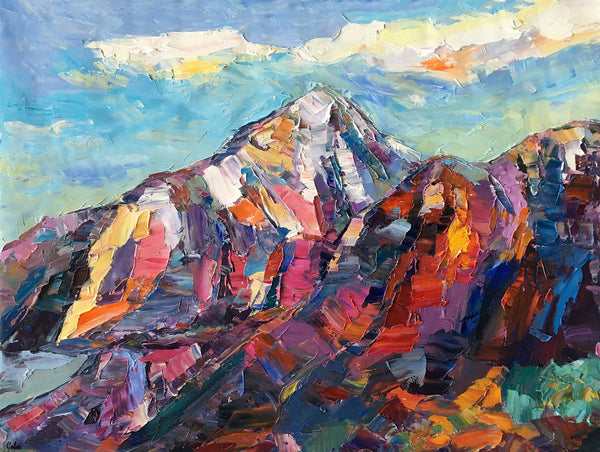 Abstract Mountain Painting, Landscape Wall Art Paintings, Custom Original Landscape Painting, Mountain Landscape Painting-Paintingforhome