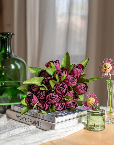Purple Tulip Flowers, Bedroom Flower Arrangement Ideas, Spring Artificial Floral for Dining Room Table, Simple Modern Floral Arrangement Ideas for Home Decoration-Paintingforhome