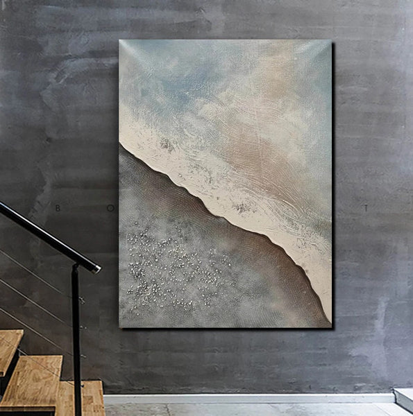 Bedroom Wall Art Ideas, Abstract Seashore Painting, Acrylic Canvas Paintings for Living Room, Simple Wall Art Ideas, Contemporary Paintings-Paintingforhome