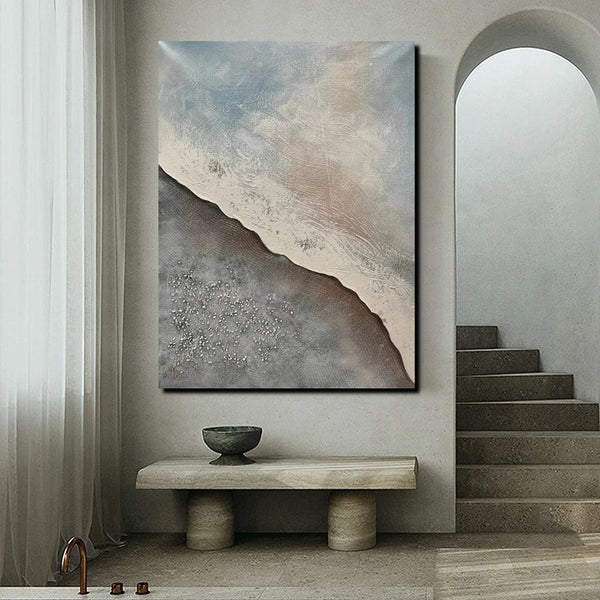 Bedroom Wall Art Ideas, Abstract Seashore Painting, Acrylic Canvas Paintings for Living Room, Simple Wall Art Ideas, Contemporary Paintings-Paintingforhome