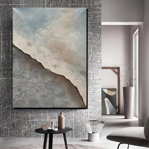 Bedroom Wall Art Ideas, Abstract Seashore Painting, Acrylic Canvas Paintings for Living Room, Simple Wall Art Ideas, Contemporary Paintings-Paintingforhome