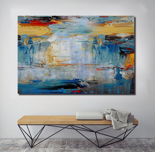 Acrylic Paintings for Living Room, Large Simple Modern Art, Blue Abstract Acrylic Painting, Contemporary Wall Art Paintings-Paintingforhome