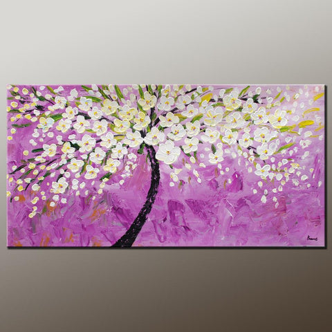 Heavy Texture Painting, Floral Art, Oil Painting, Flower Painting, Canvas Wall Art, Bedroom Wall Art, Canvas Art, Modern Art, Contemporary Art-Paintingforhome