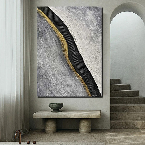 Bedroom Wall Art Ideas, Black Abstract Painting, Acrylic Canvas Paintings for Living Room, Simple Wall Art Ideas, Buy Paintings Online-Paintingforhome