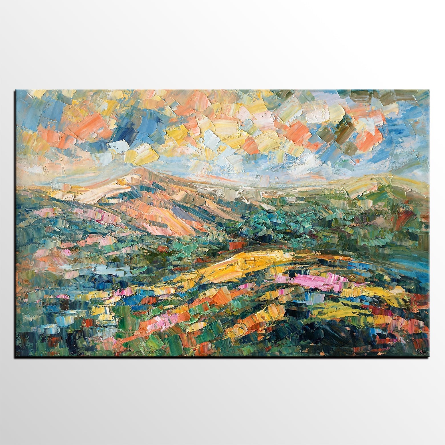 Landscape Oil Painting, Abstract Autumn Mountain Painting, Canvas Painting for Sale-Paintingforhome