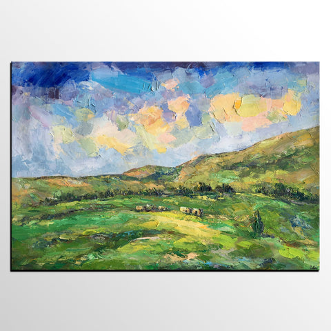 Landscape Painting for Sale, Mountain Painting, Custom Original Landscape Painting on Canvas, Landscape Painting for Living Room-Paintingforhome