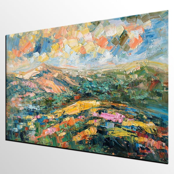 Landscape Oil Painting, Abstract Autumn Mountain Painting, Canvas Painting for Sale-Paintingforhome
