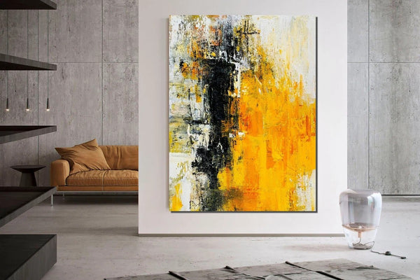 Canvas Painting for Living Room, Simple Modern Art, Yellow Modern Wall Art Painting, Huge Contemporary Abstract Artwork for Bedroom-Paintingforhome