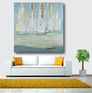 Easy Painting Ideas for Bedroom, Sail Boat Paintings, Acrylic Painting on Canvas, Large Acrylic Canvas Painting, Oversized Canvas Painting for Sale-Paintingforhome
