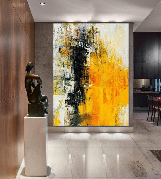 Canvas Painting for Living Room, Simple Modern Art, Yellow Modern Wall Art Painting, Huge Contemporary Abstract Artwork for Bedroom-Paintingforhome