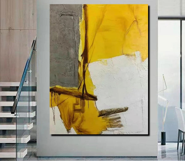 Simple Wall Art Ideas, Yellow Abstract Painting, Living Room Abstract Painting, Acrylic Canvas Paintings, Buy Modern Wall Art Online-Paintingforhome