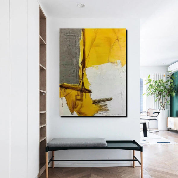 Simple Wall Art Ideas, Yellow Abstract Painting, Living Room Abstract Painting, Acrylic Canvas Paintings, Buy Modern Wall Art Online-Paintingforhome