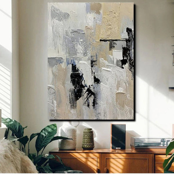 Heavy Texture Painting, Modern Abstract Painting, Simple Wall Art Ideas, Dining Room Abstract Painting, Acrylic Canvas Paintings-Paintingforhome