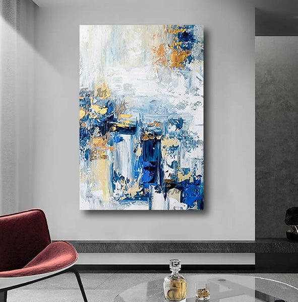 Modern Paintings for Living Room, Modern Abstract Art, Blue Abstract Acrylic Painting, Simple Modern Art-Paintingforhome