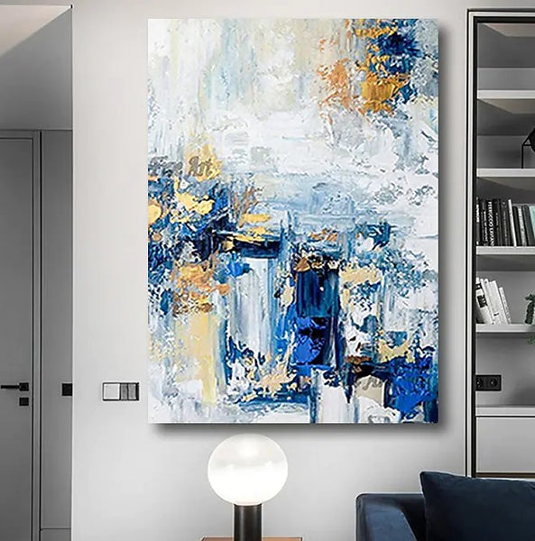 Modern Paintings for Living Room, Modern Abstract Art, Blue Abstract Acrylic Painting, Simple Modern Art-Paintingforhome