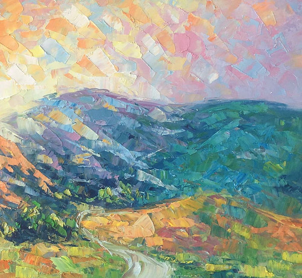 Mountain Landscape Painting, Spring Mountain Painting, Custom Canvas Painting for Sale, Original Paintings for Sale, Oil Painting on Canvas-Paintingforhome