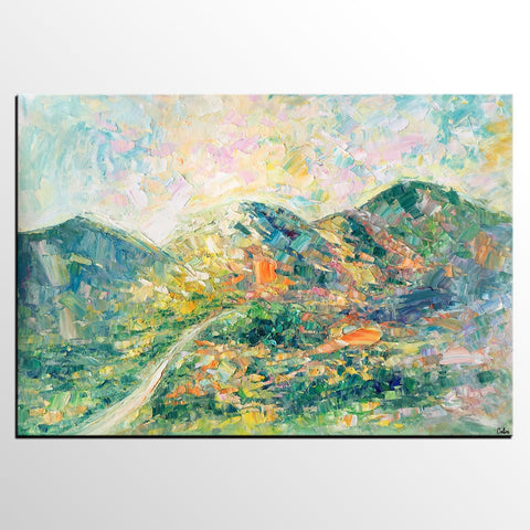 Abstract Oil Painting, Impasto Painting, Custom Landscape Painting, Mountain Landscape Painting-Paintingforhome