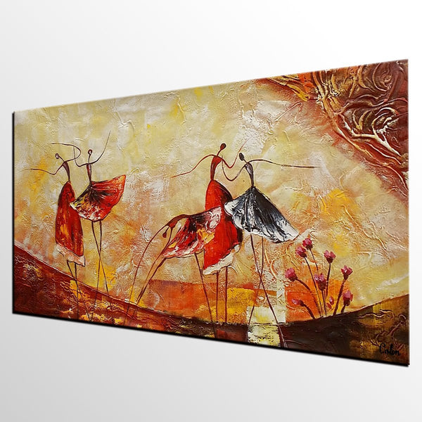 Simple Canvas Painting, Dining Room Wall Art Paintings, Buy Art Online, Abstract Acrylic Painting, Ballet Dancer Painting-Paintingforhome